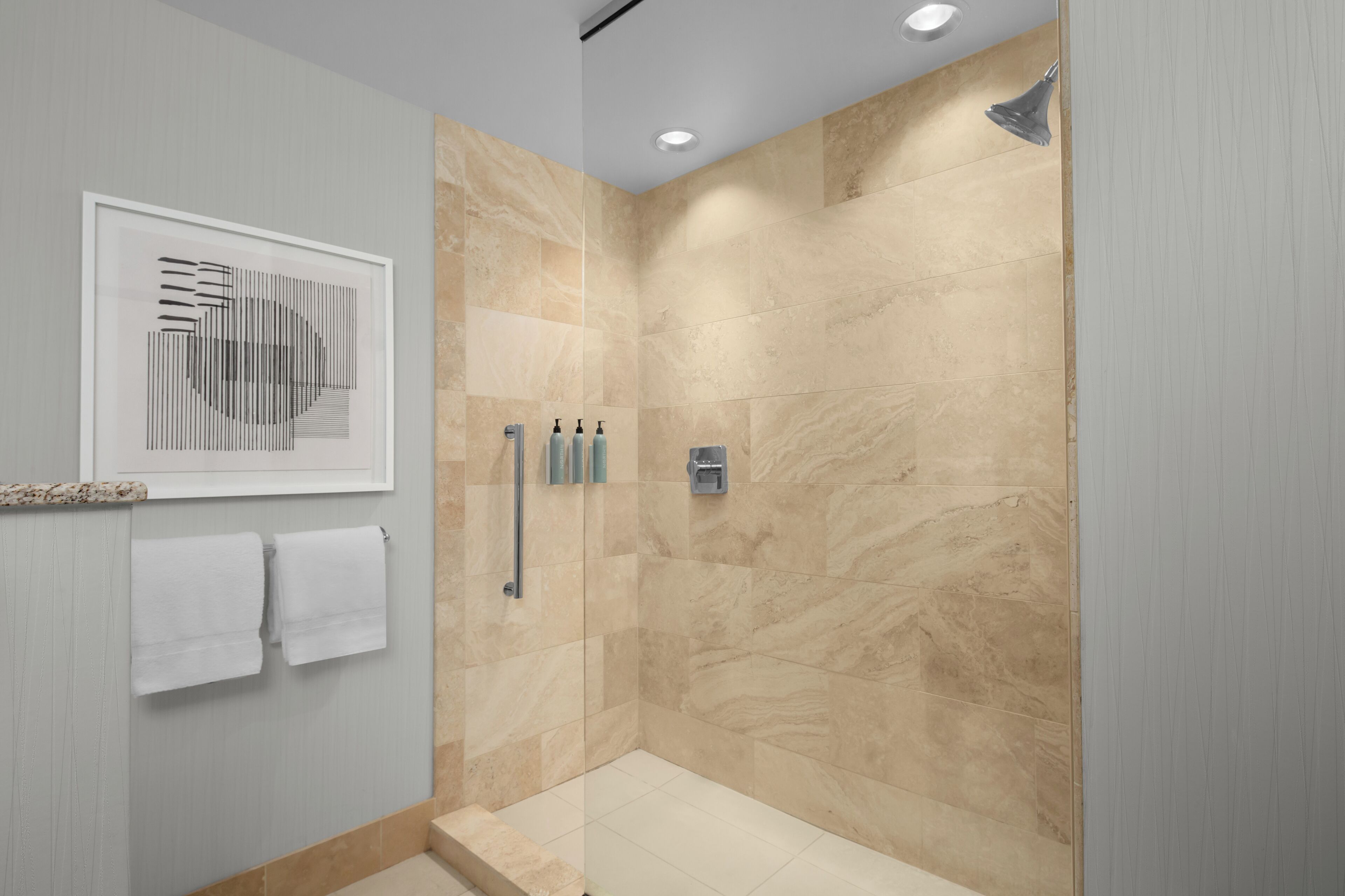 free toiletries, hair dryer, towels