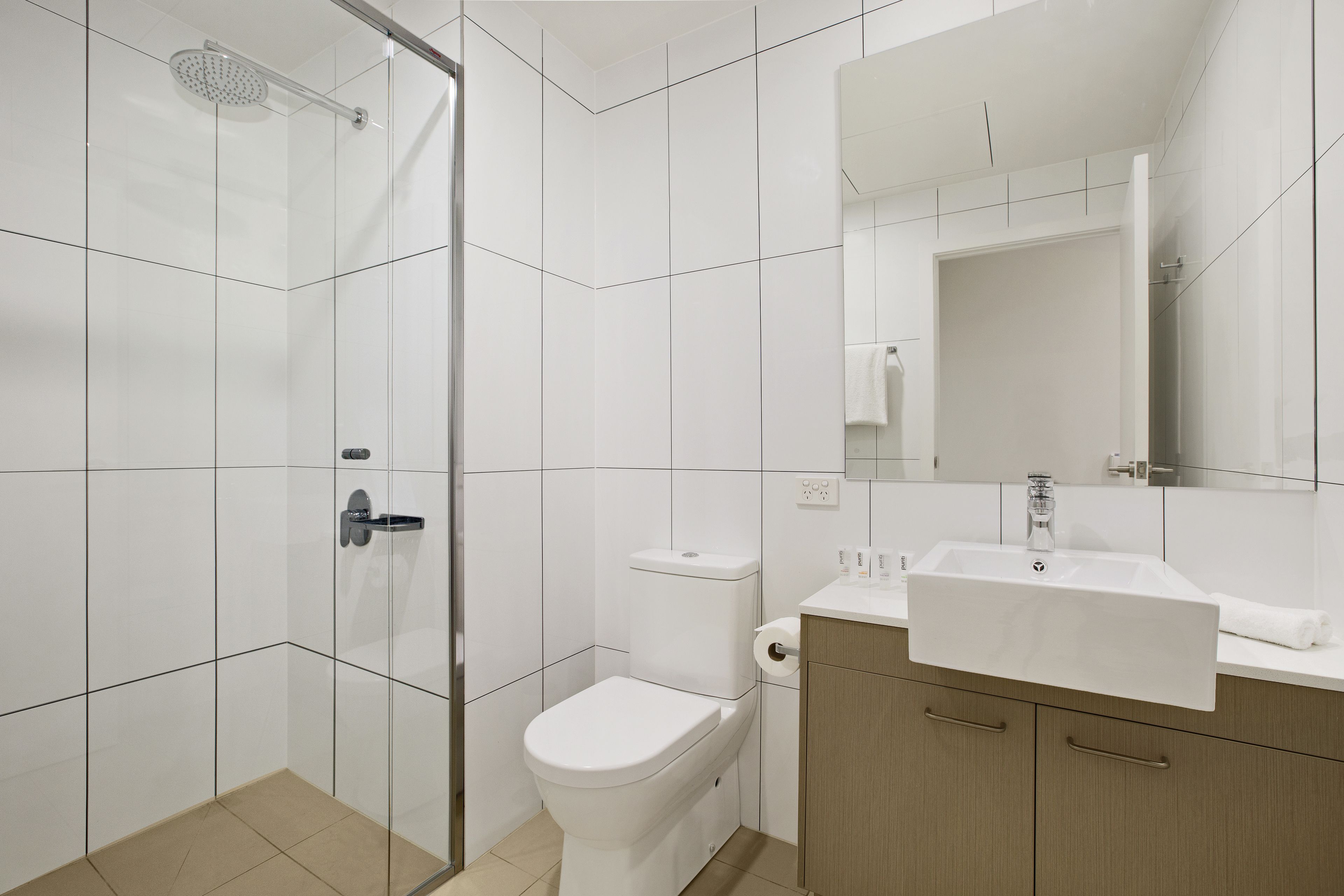 Free toiletries, hair dryer, towels