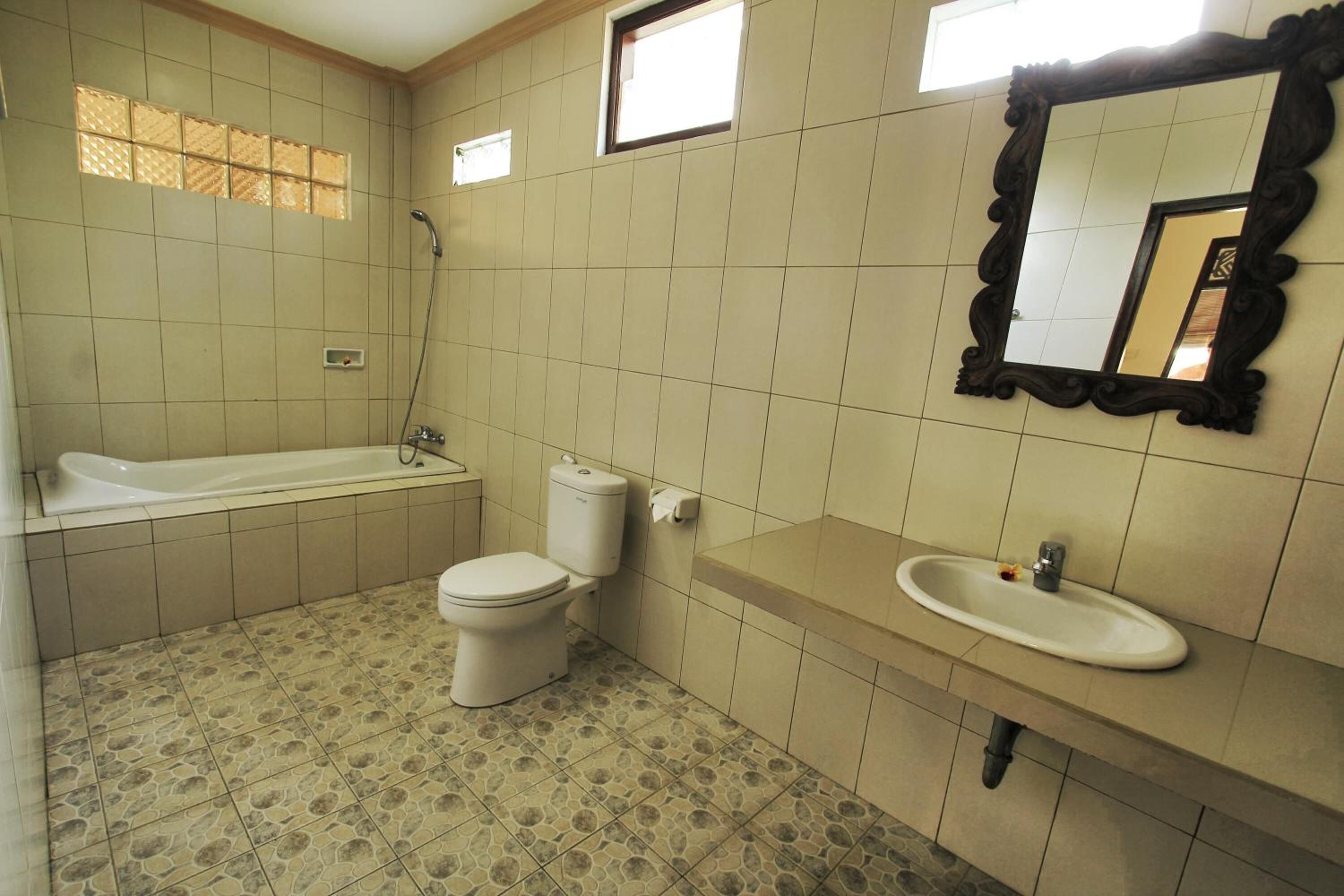 free toiletries, hair dryer, towels