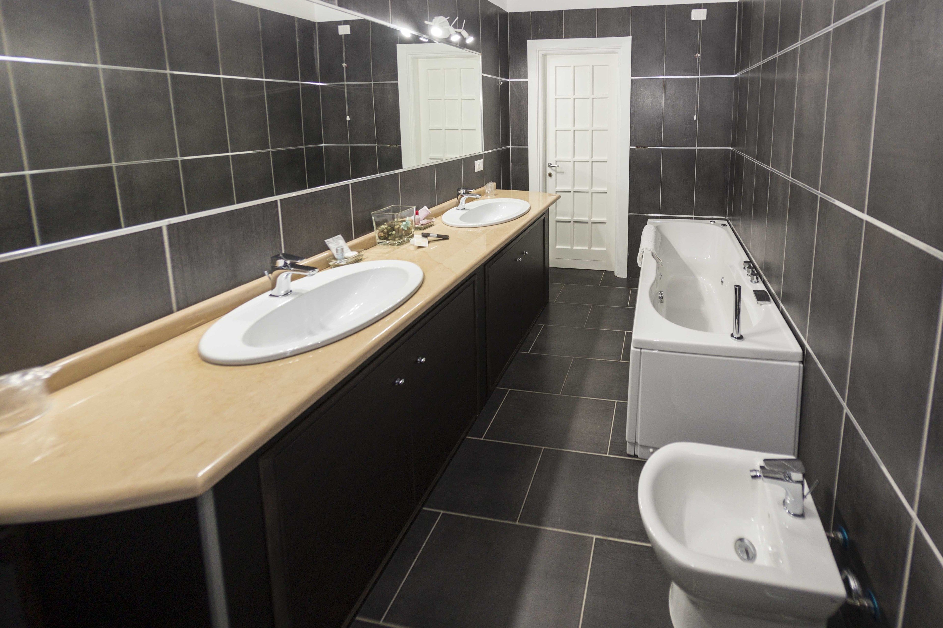 free toiletries, hair dryer, bidet, towels