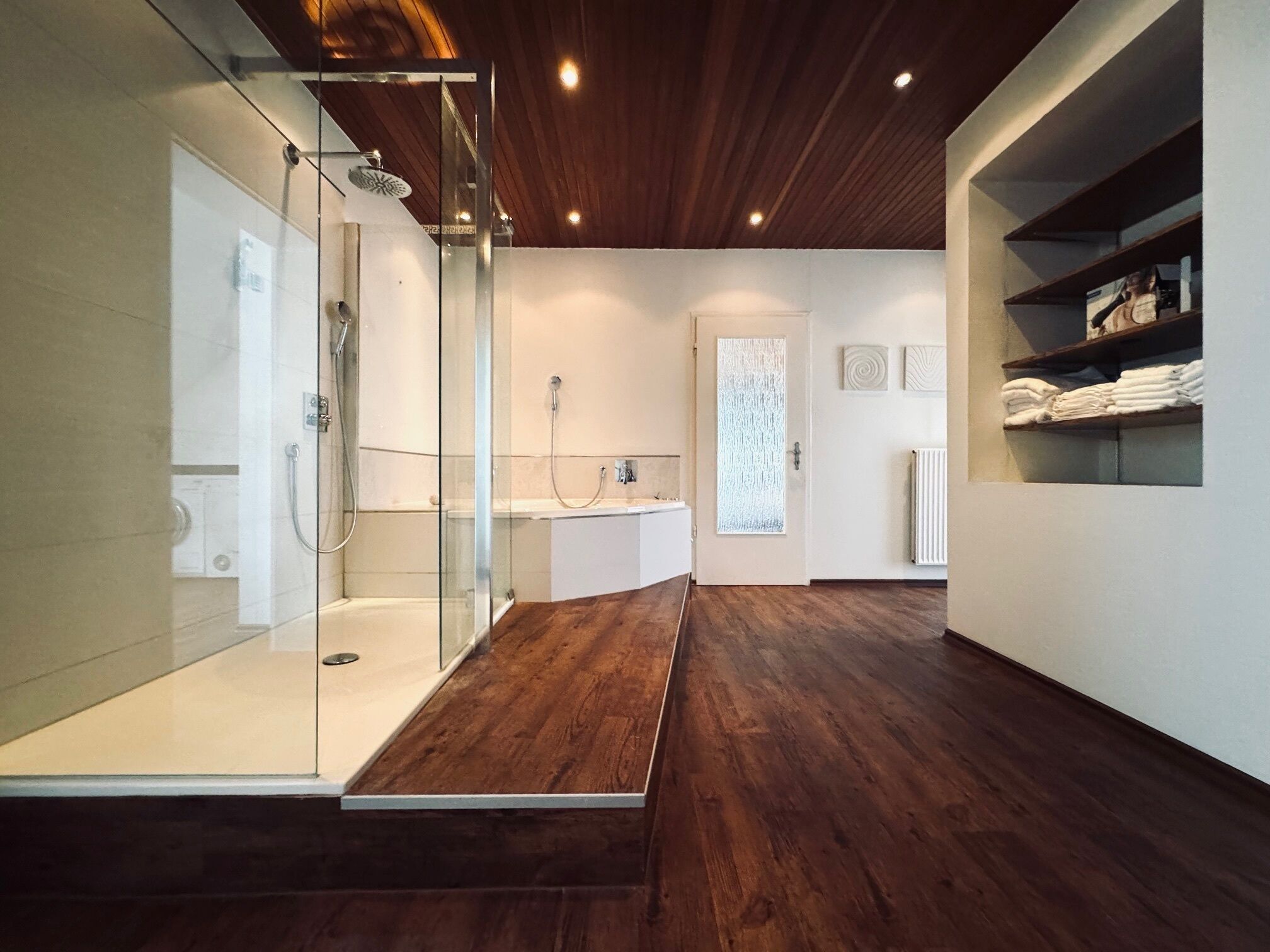 superior apartment | bathroom | shower, hair dryer, towels, soap