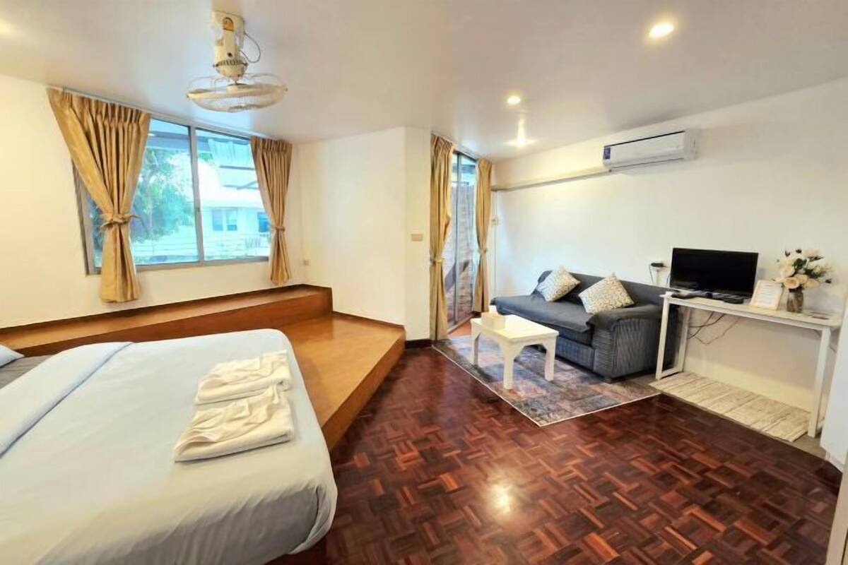 Blackout drapes, iron/ironing board (on request), WiFi (free)