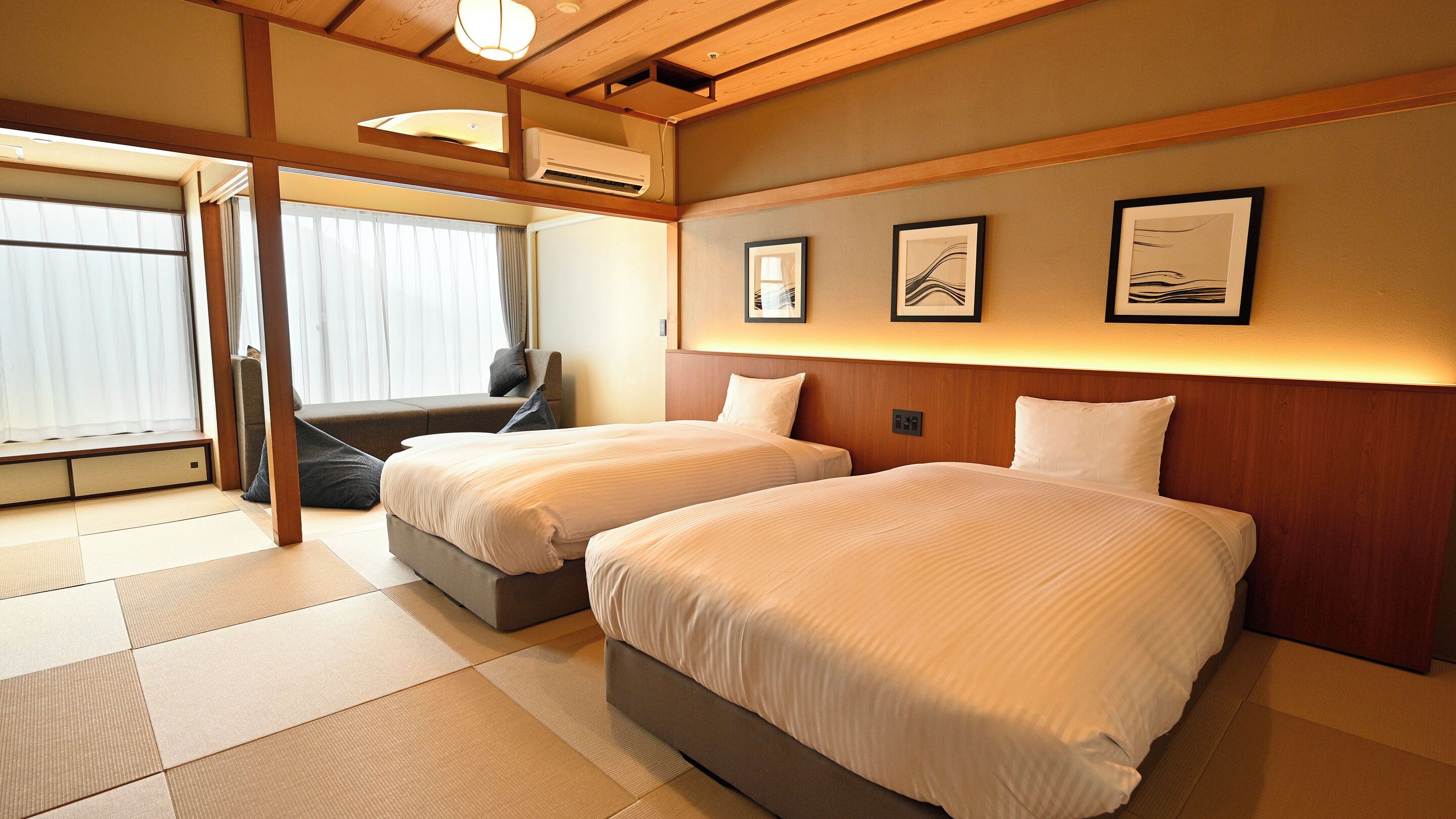 Standard Japanese-Style Twin Beds(North Building) ,Shared Bathroom, Non-Smoking | In-room safe, bed sheets