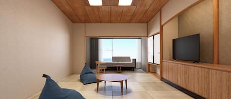 Standard Japanese-Style-Room with 10 Tatami mats, Shared Bathroom, Non-Smoking | In-room safe, bed sheets