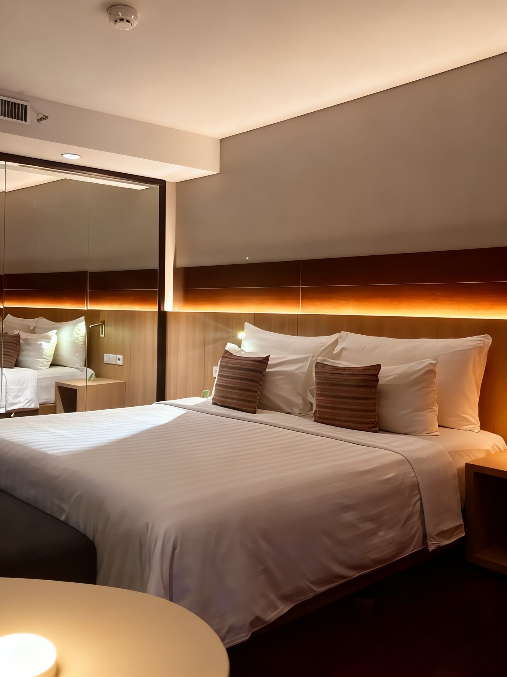 خزنة داخل الغرفة ومكتب ومساحة عمل للكمبيوتر المحمول وتجهيزات عازلة للصوت