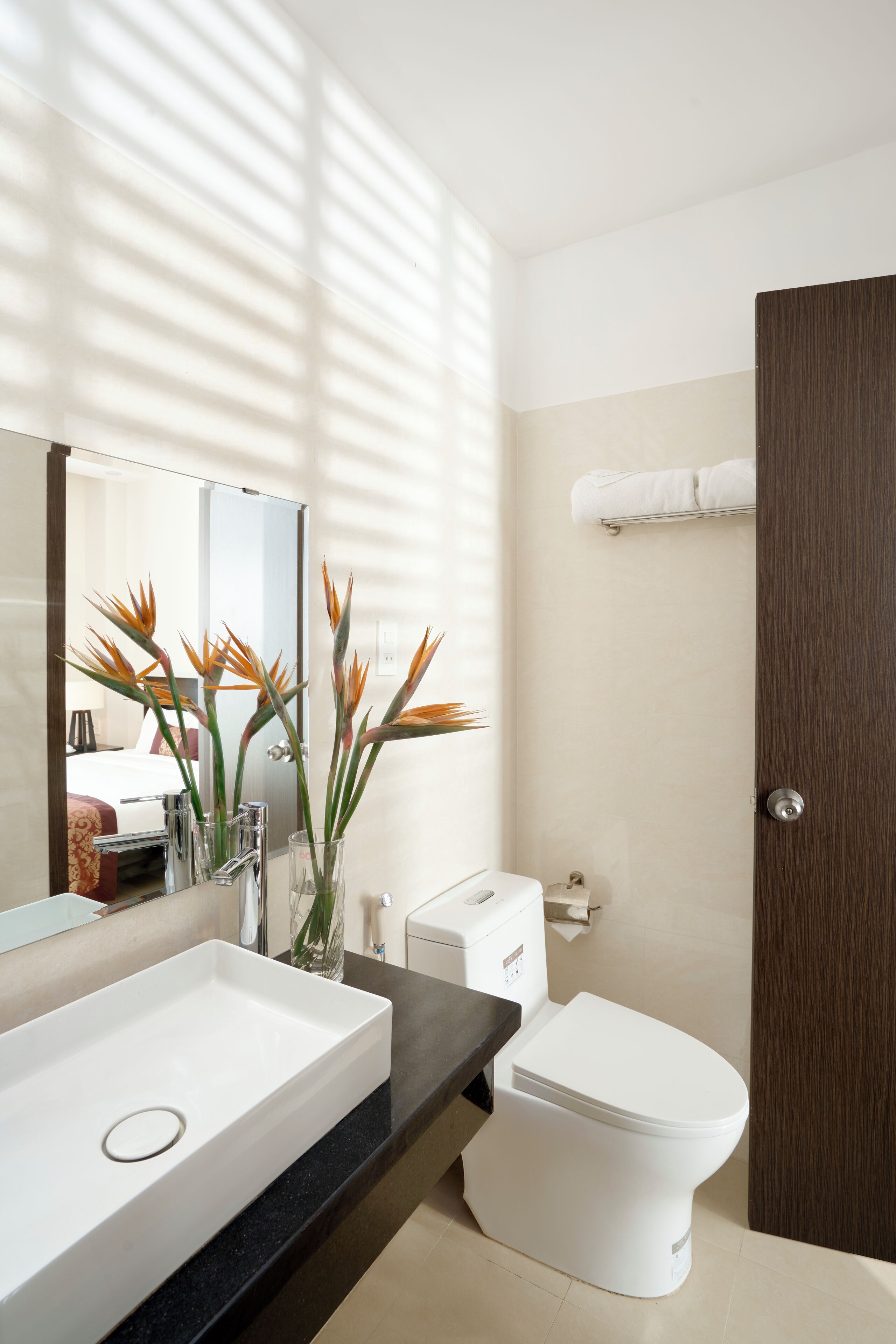 shower, free toiletries, hair dryer, slippers