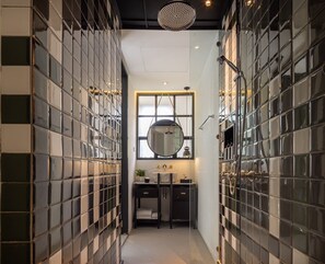 Serene | Bathroom | Rainfall showerhead, free toiletries, hair dryer, bathrobes