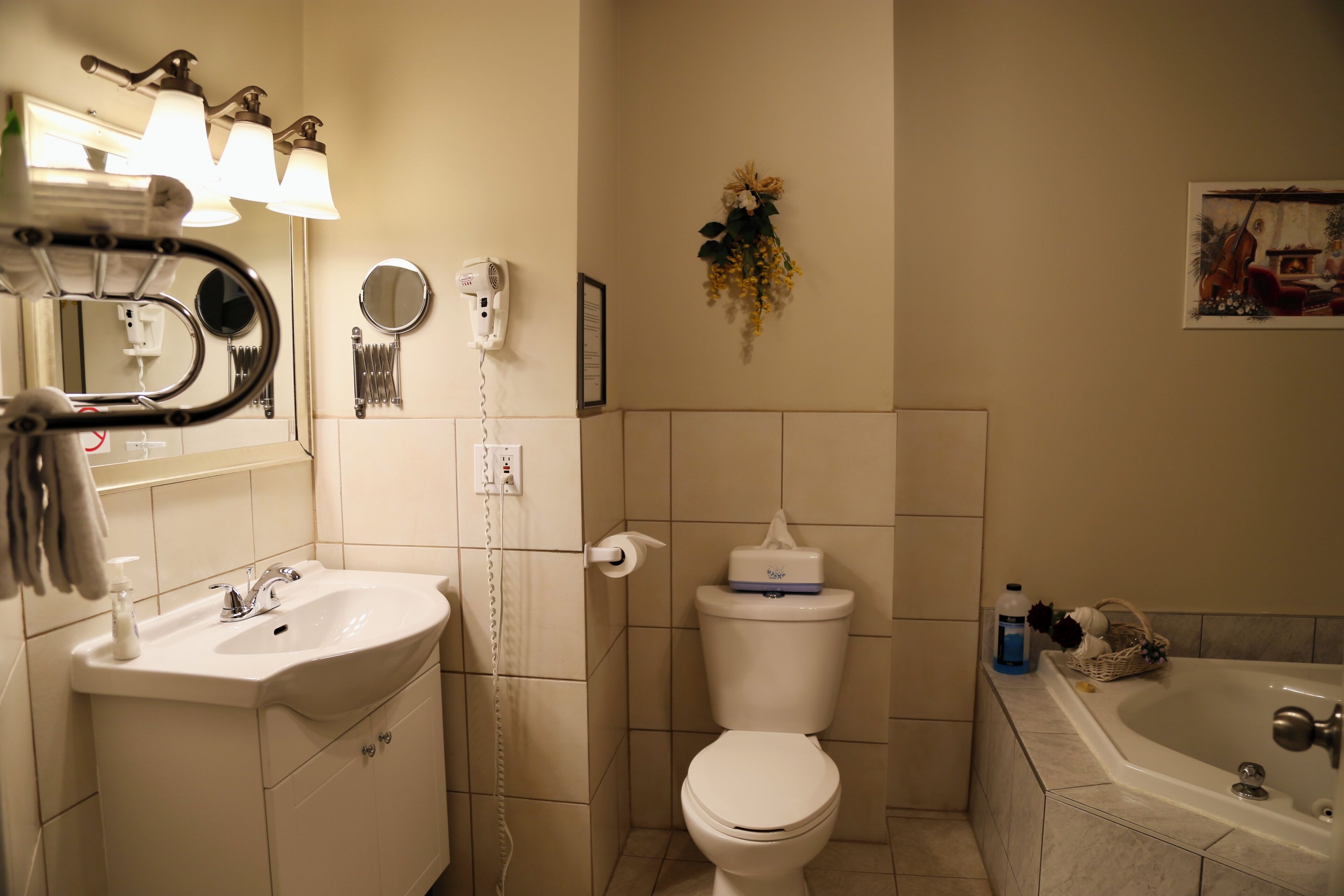 Chambre, 1 grand lit | Salle de bain
