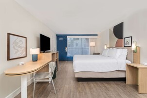 Pillow-top beds, desk, laptop workspace, blackout curtains