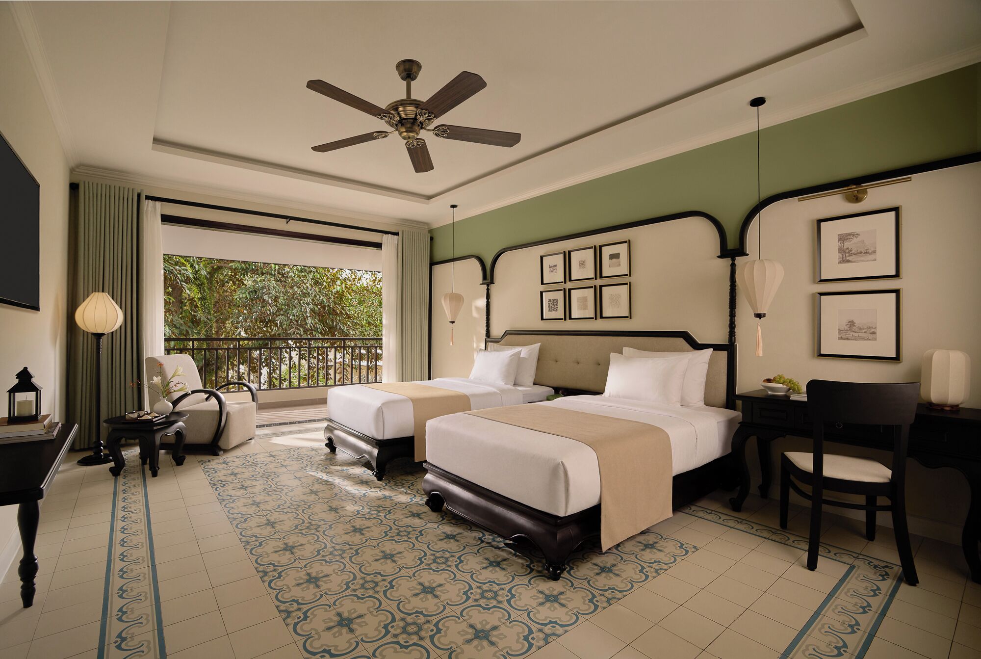 Premier Twin Room, Garden View | 1 bedroom, down comforters, minibar, in-room safe