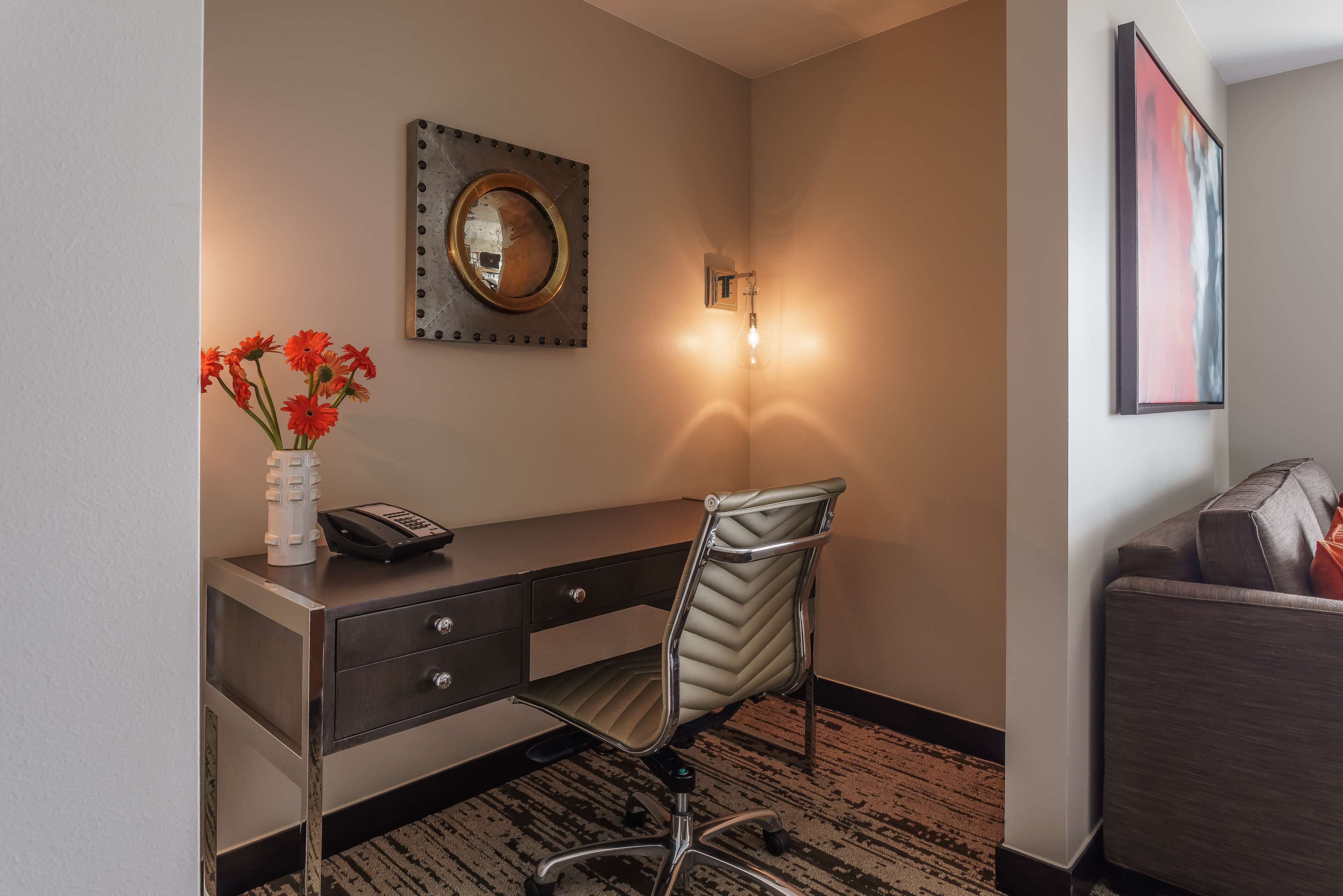 hypo-allergenic bedding, pillow-top beds, in-room safe, desk