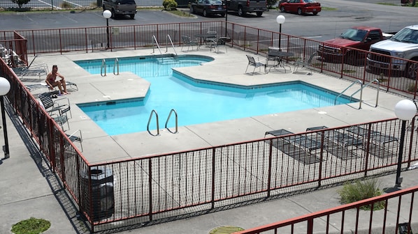 Outdoor pool, sun loungers