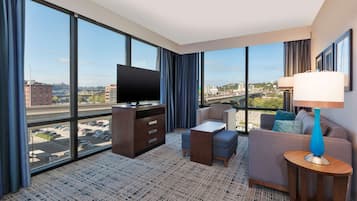 Premium Deluxe Suite, 1 Bedroom, 2 Queen Beds | Living area | TV