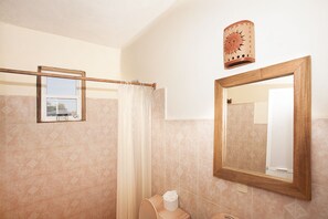 Standard Double Room, 1 King Bed, Garden Area | Bathroom | Shower, free toiletries, towels