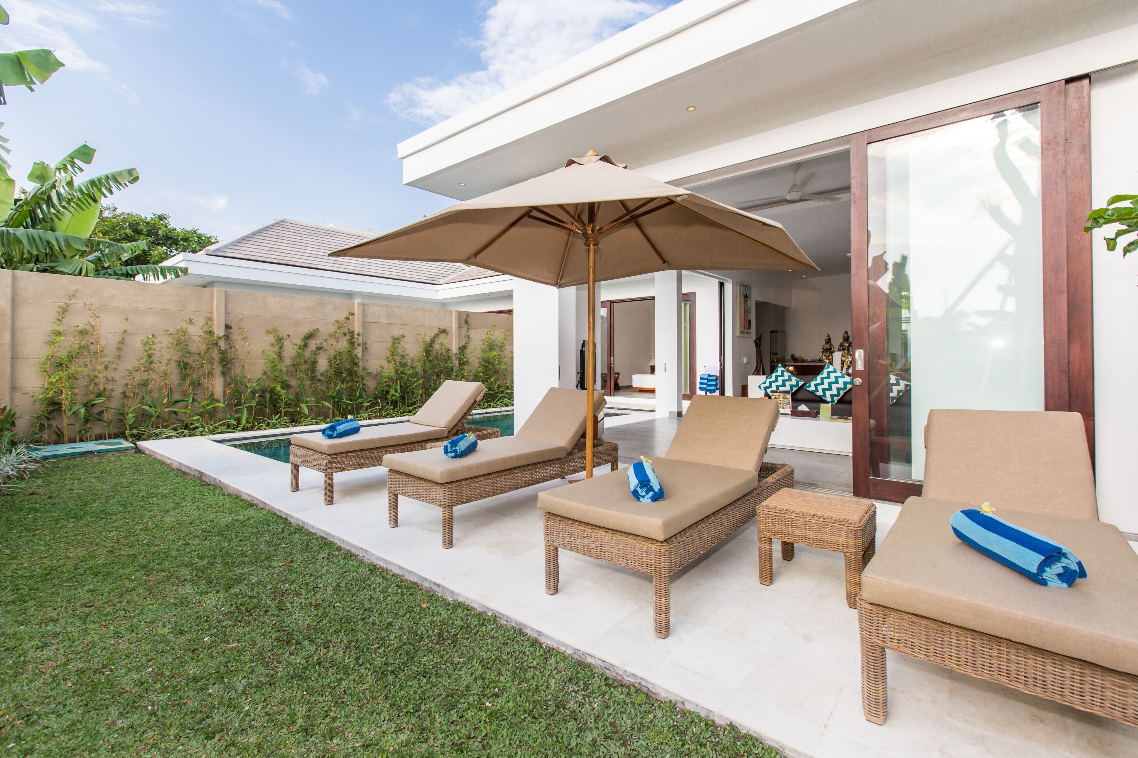 Villa Deluxe, 2 chambres, piscine privée, vue piscine | Terrasse/Patio