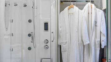 Executive-Suite, Kamin, Bergblick | Dusche im Bad