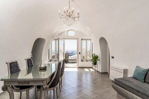 Luxury Villa, 2 Bedrooms, Sea View | Living area | Plasma TV - Ventus Paradiso Villa (Santorini)