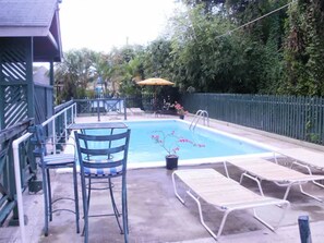 Outdoor pool, pool loungers