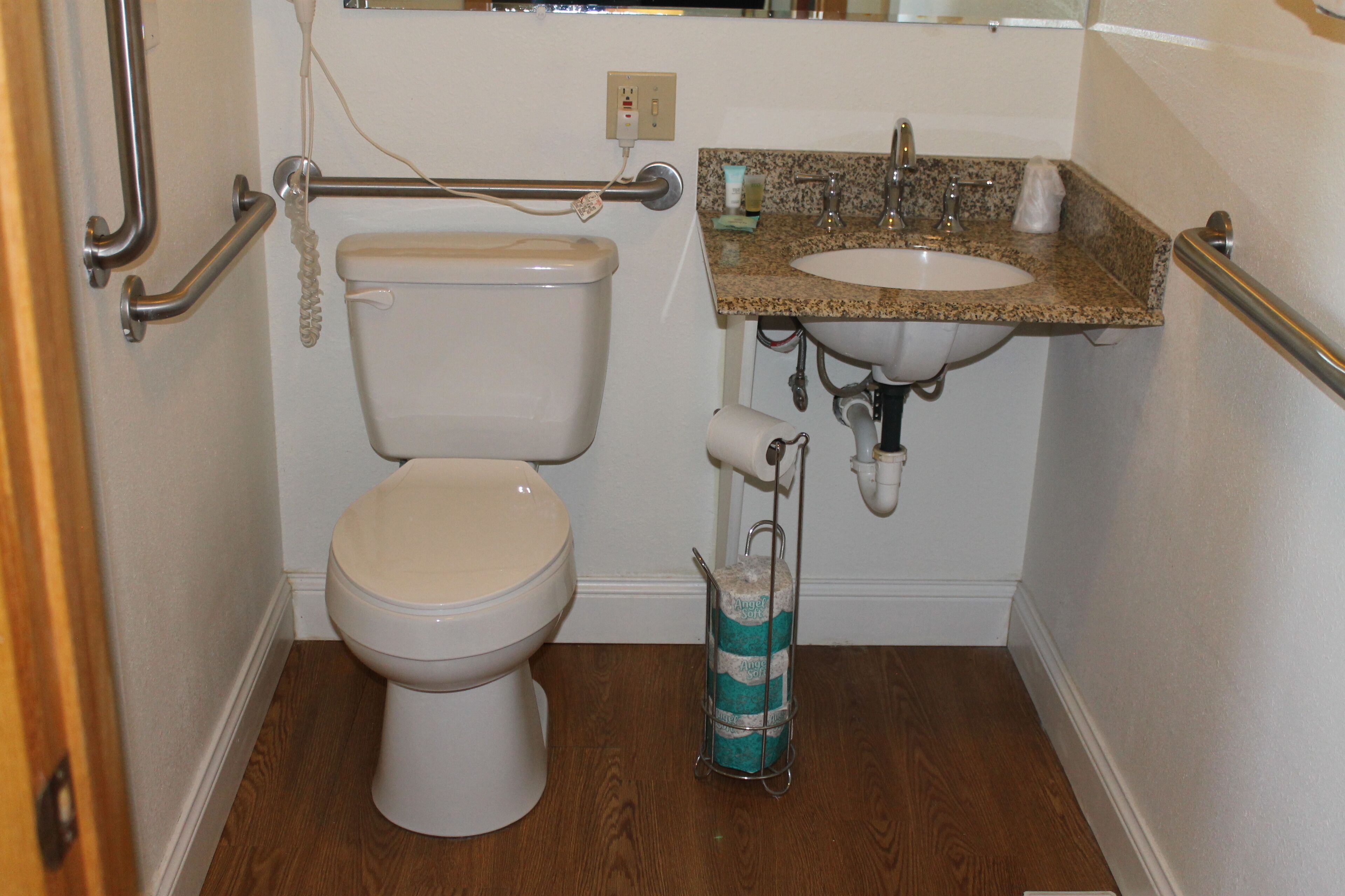 free toiletries, hair dryer, towels