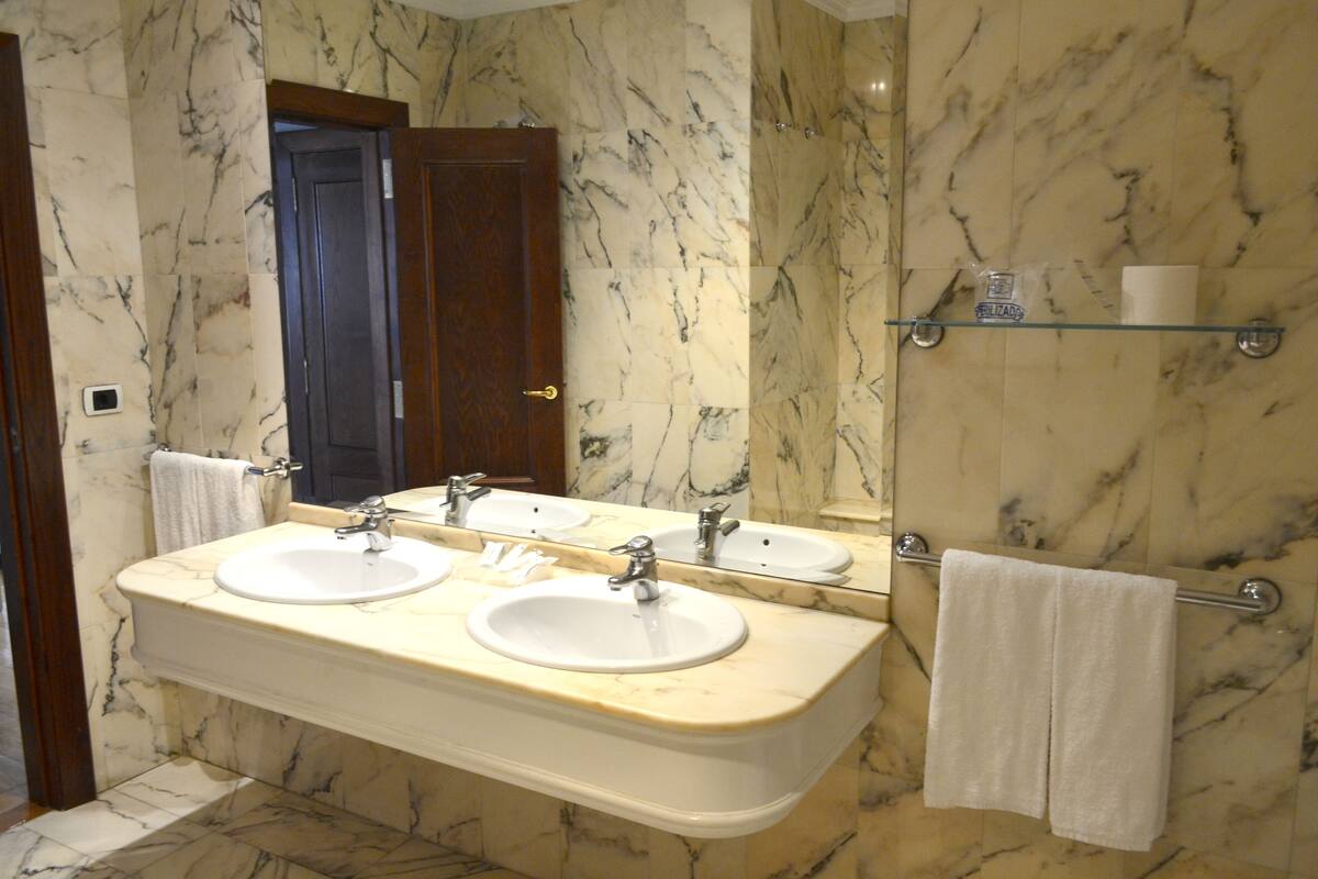 family room | bathroom | hair dryer, towels, soap, toilet paper