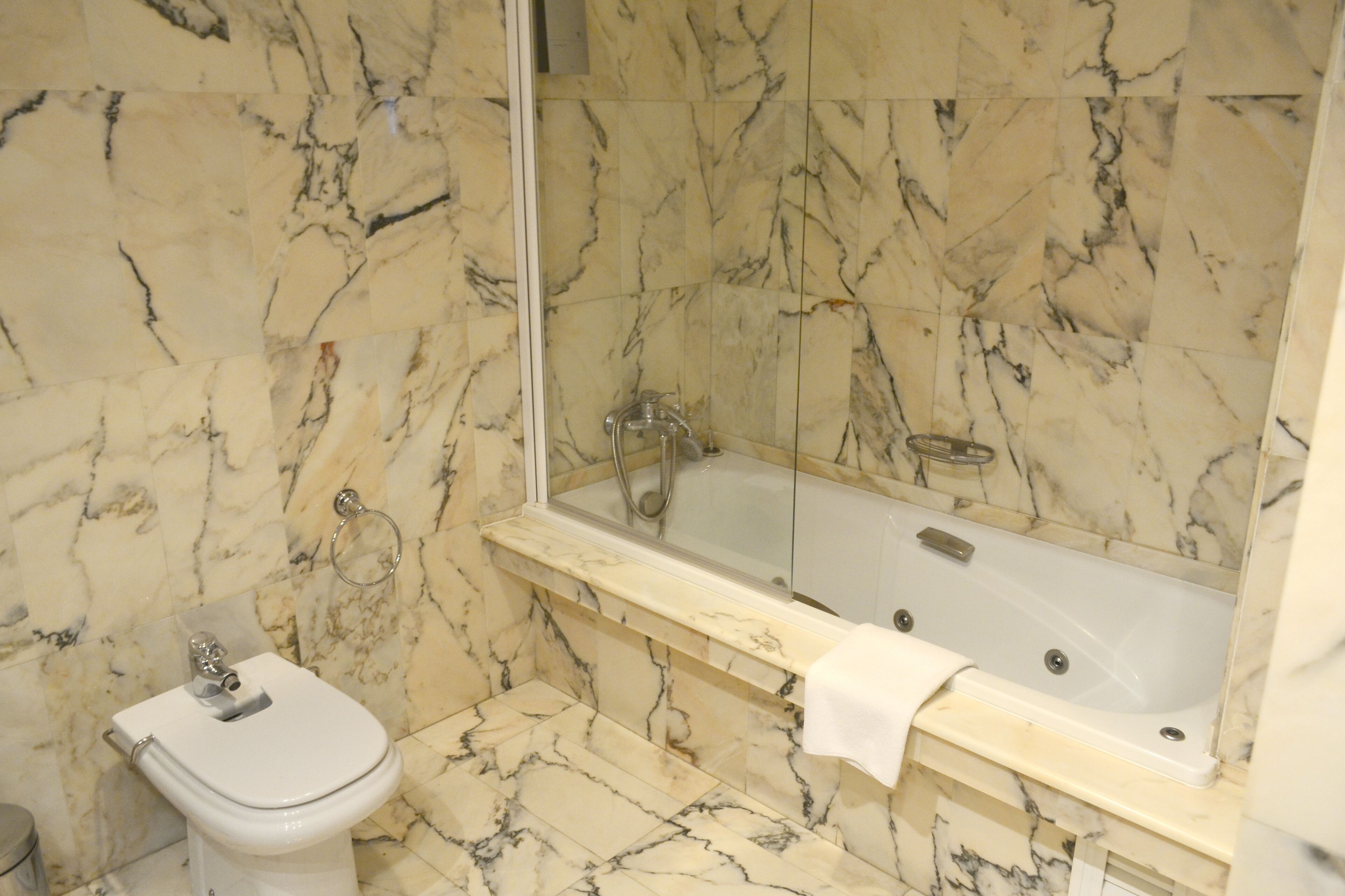 family room | bathroom | hair dryer, towels, soap, toilet paper