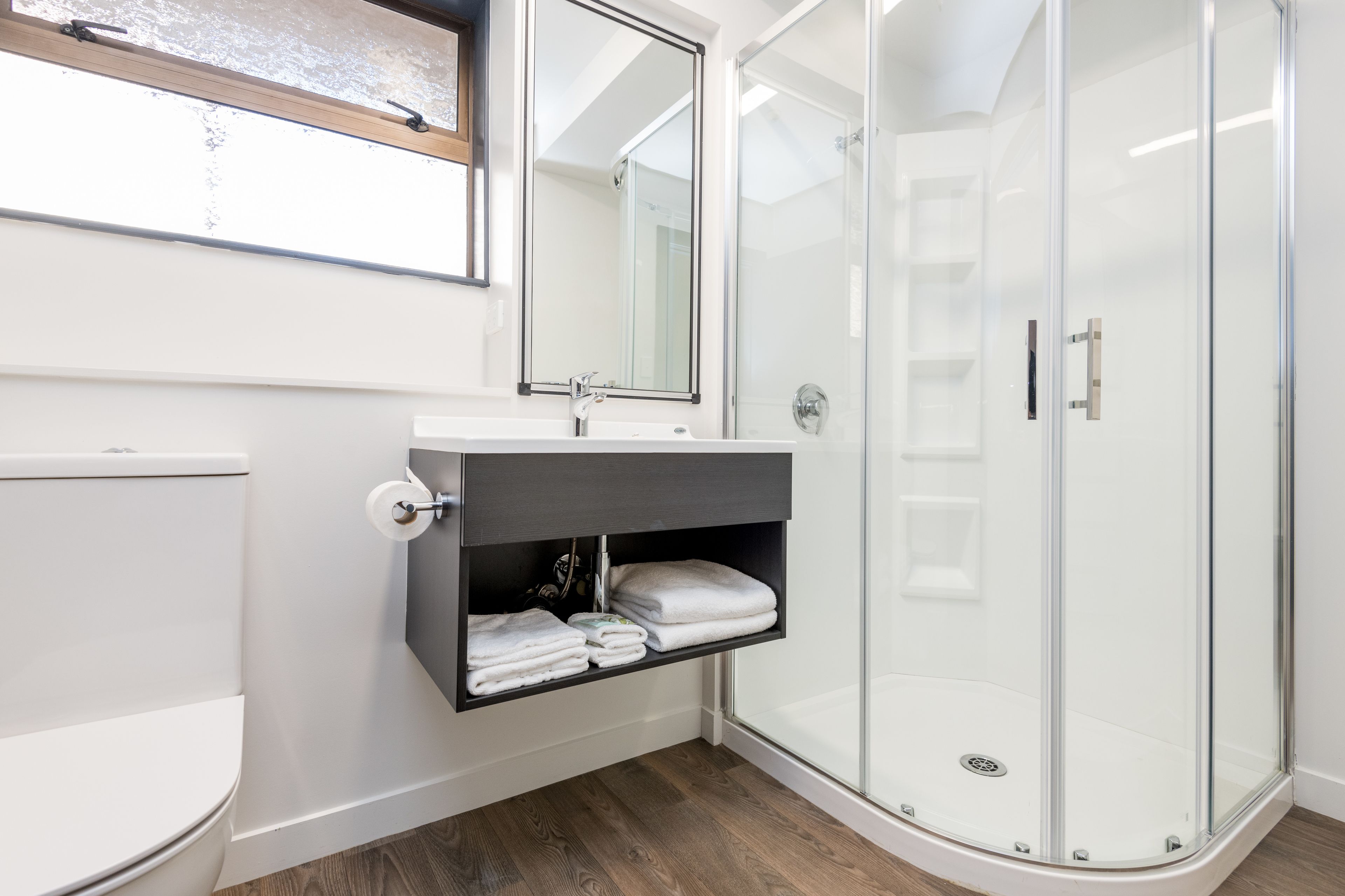 deluxe king & single or triple studio | bathroom | shower, free toiletries, hair dryer, towels