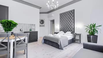 Appartamento, 1 camera da letto, balcone | Biancheria da letto ipoallergenica, tende oscuranti, ferro/asse da stiro