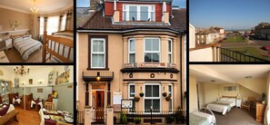 A hotel with a bedroom, a dining area, a courtyard, and a view of the street. - The Courtyard Guest House (Great Yarmouth)