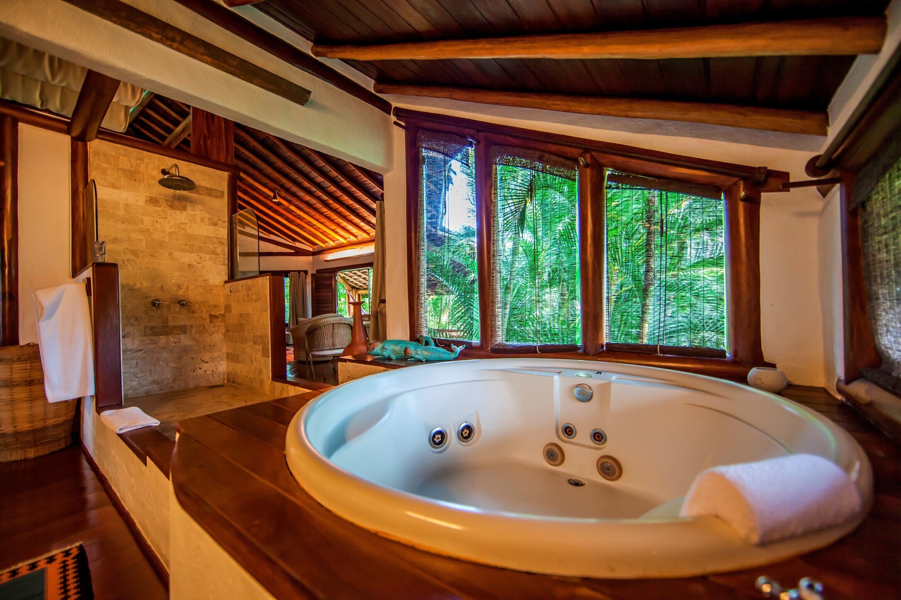 villa (vip - sky) | bathroom | rainfall showerhead, designer toiletries, hair dryer, bathrobes