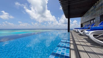 Indoor pool, open 10:00 AM to 8:00 PM, sun loungers