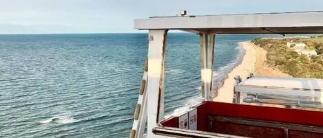 On the beach, white sand, scuba diving