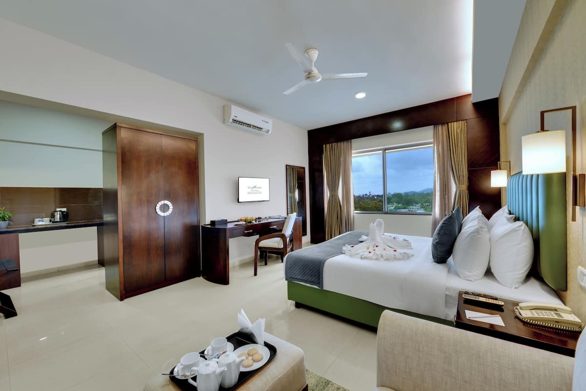 Kamar Deluks, 1 kamar tidur, pemandangan gunung | 1 kamar tidur, seprai premium, selimut bulu angsa, dan minibar