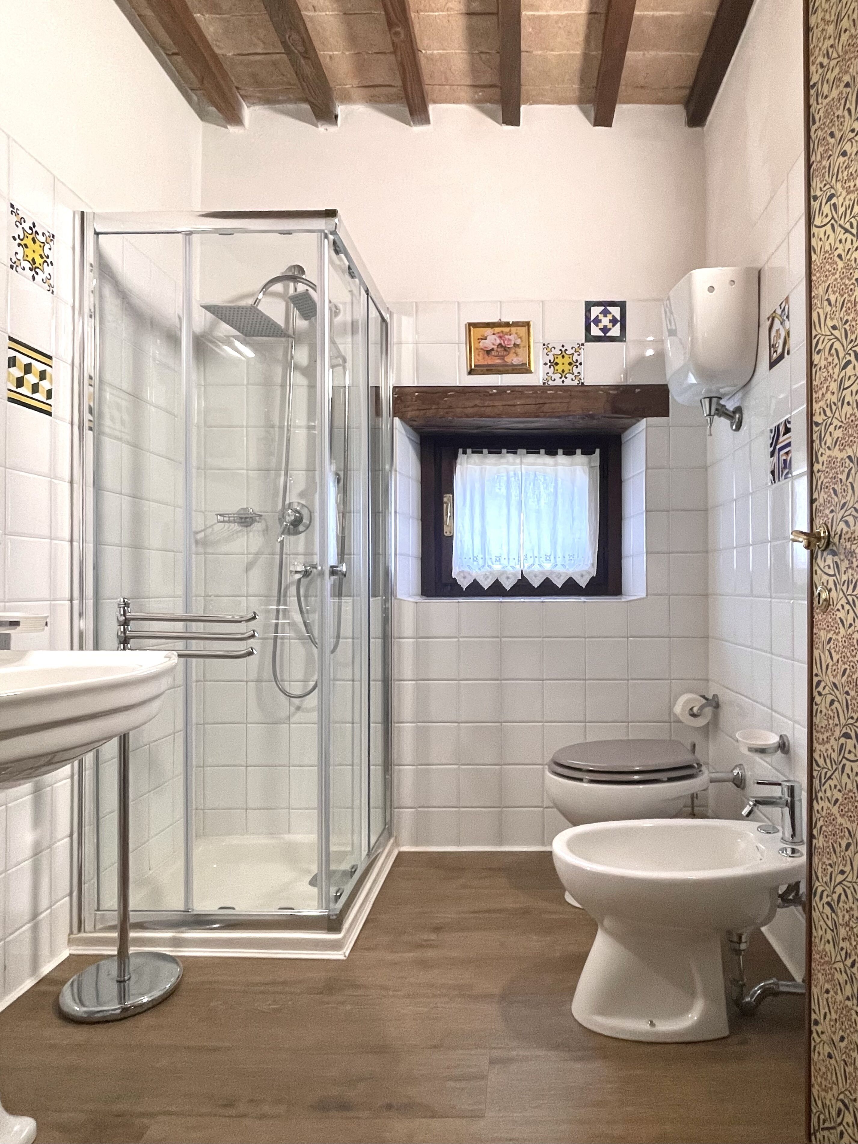 shower, free toiletries, hair dryer, bidet