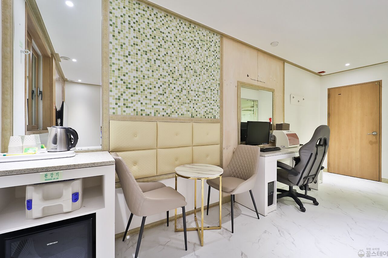 premium bedding, desk, laptop workspace, blackout curtains