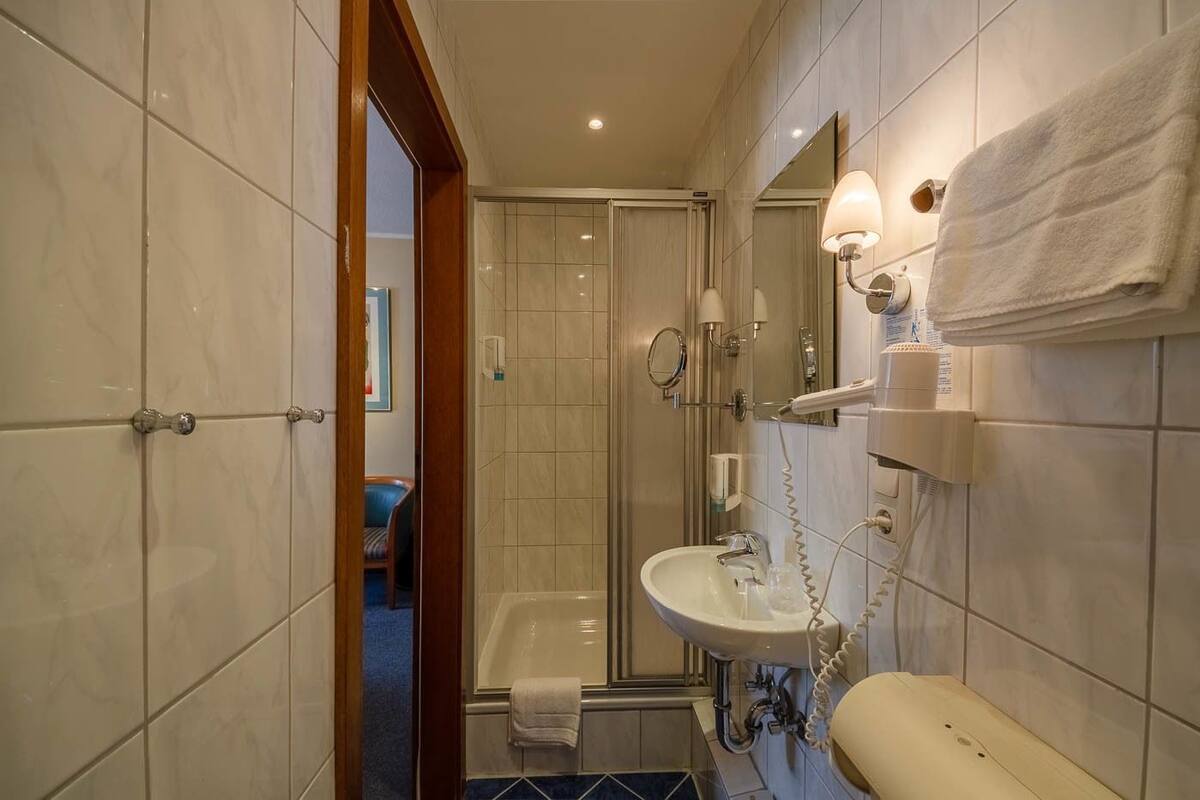 standard double room, 1 double bed | bathroom | shower, free toiletries, hair dryer, towels