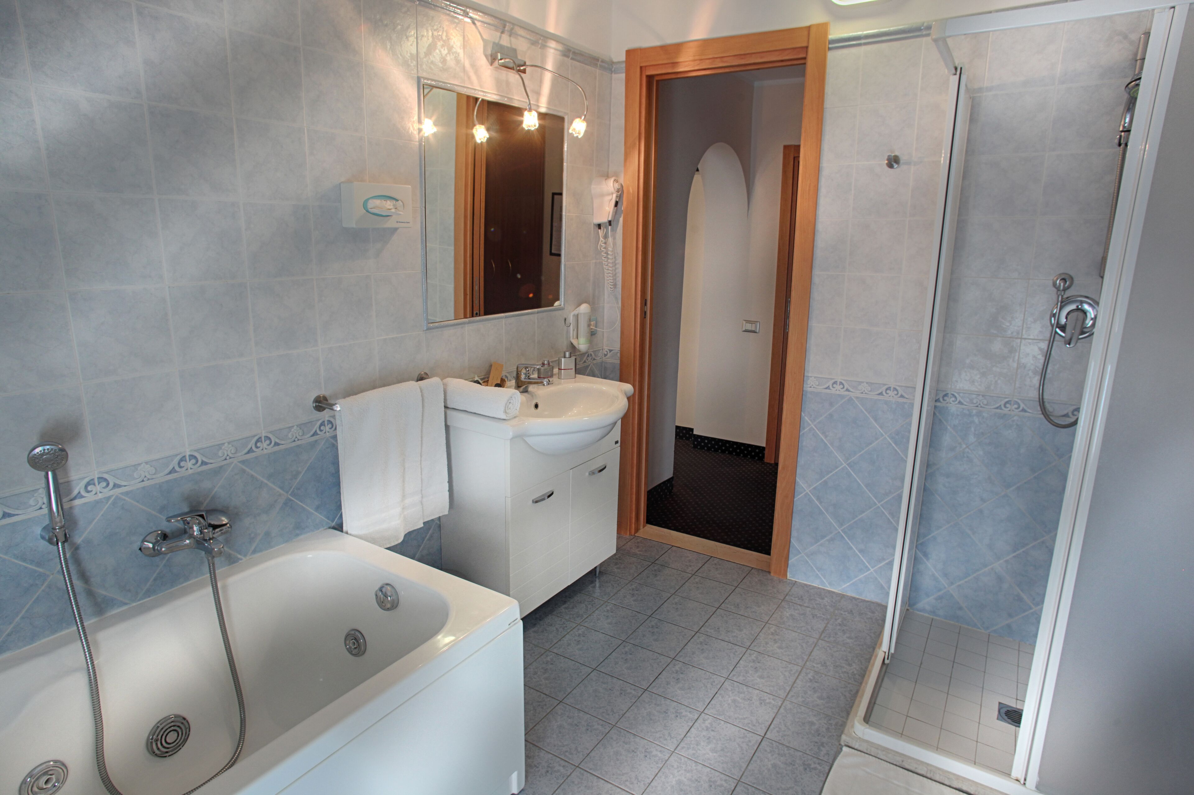 family room (fellini) | bathroom | hair dryer, towels, soap, shampoo