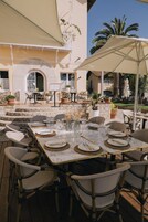 Mediterranean cuisine, pool views 