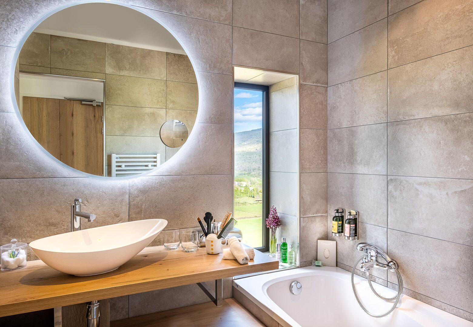 suite (olive) | bathroom | shower, free toiletries, towels