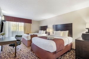 Room, 2 Queen Beds, Non Smoking | Desk, iron/ironing board, WiFi (free), alarm clocks