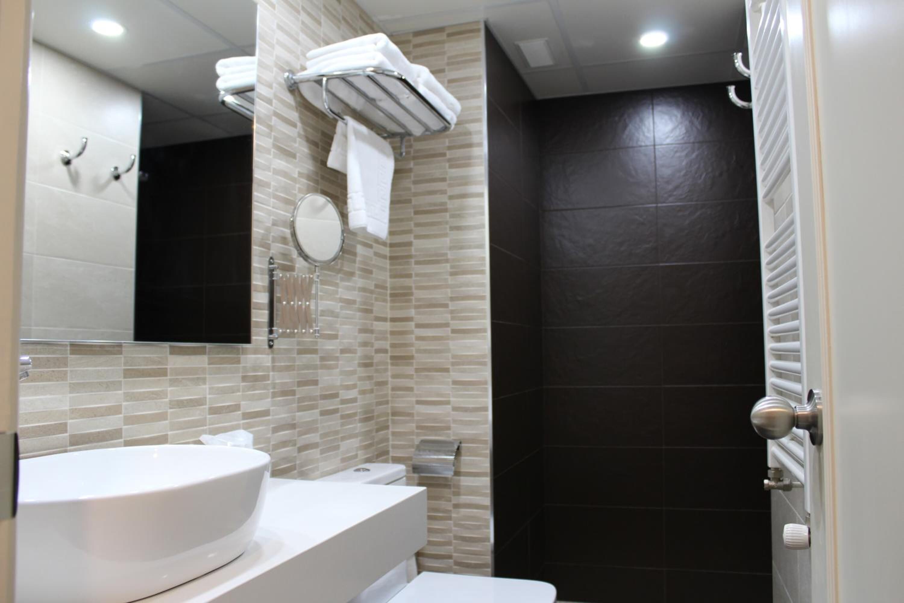 free toiletries, hair dryer, towels