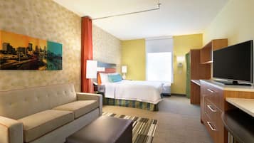 In-room safe, desk, laptop workspace, blackout curtains
