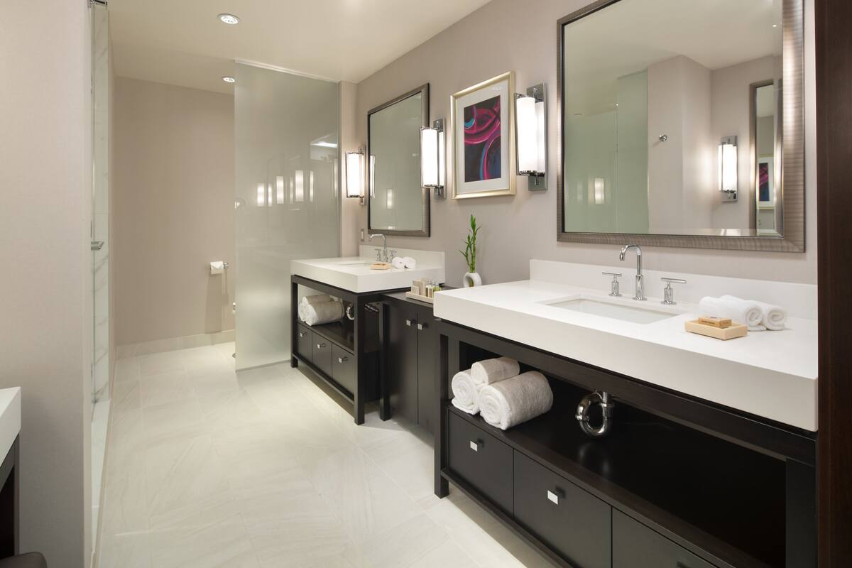 free toiletries, hair dryer, towels