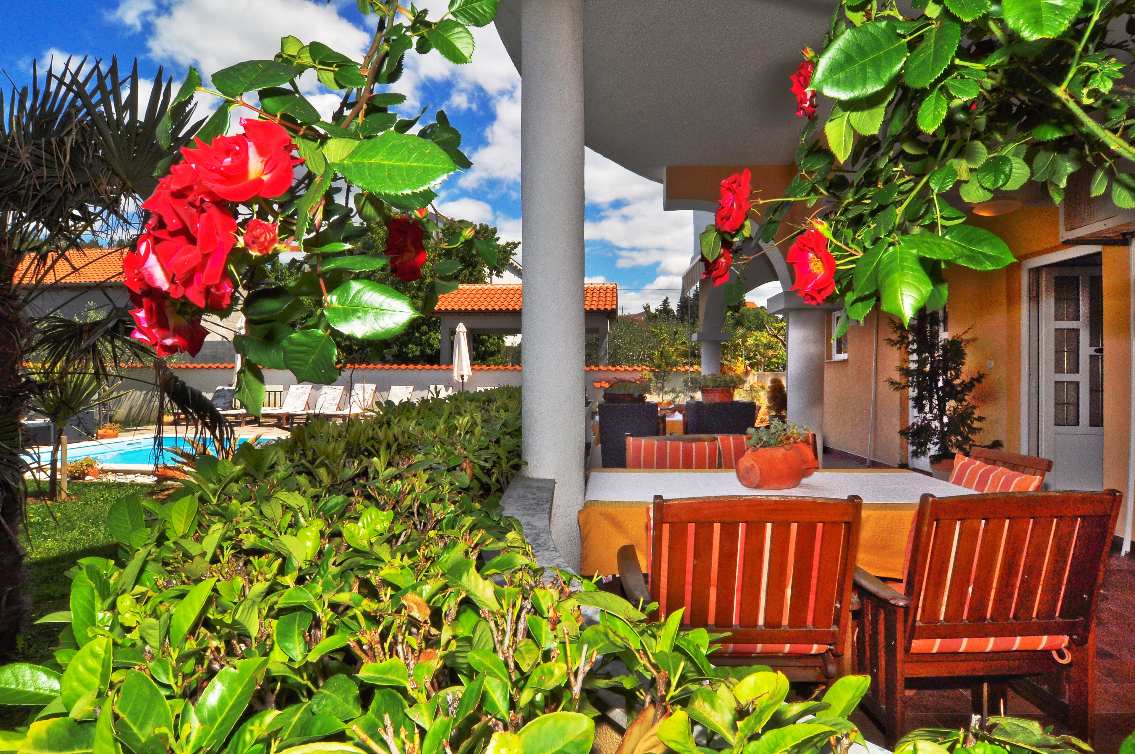 Comfort-Apartment, 1 Schlafzimmer, Terrasse, Poolblick | Blick vom Balkon