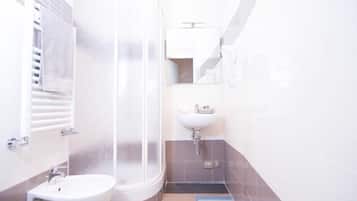 Shower, free toiletries, hair dryer, bidet