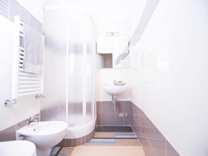 Shower, free toiletries, hair dryer, bidet