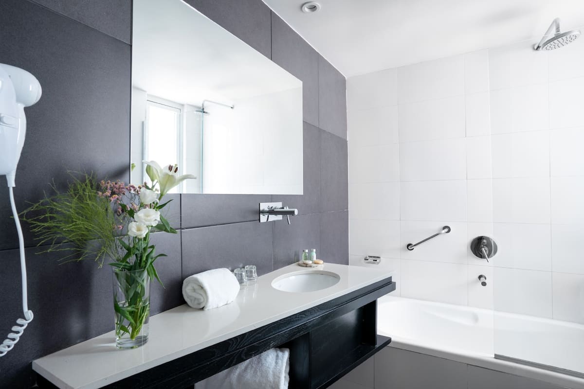club room | bathroom | combined shower/bathtub, free toiletries, bidet, towels