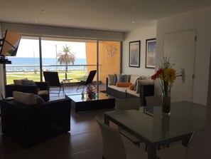 公寓, 3 間臥室, 海灘景觀 | 客廳