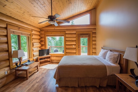 Two-Bedroom Log Suite | Bed sheets. Alpine Meadows Resort