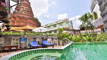Outdoor pool, open 8:30 AM to 9:00 PM, sun loungers