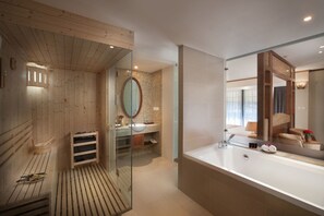MK Terrace Suite | Bathroom | Combined shower/tub, free toiletries, hair dryer, bathrobes - MK Premier Boutique Hotel (Hanoi)